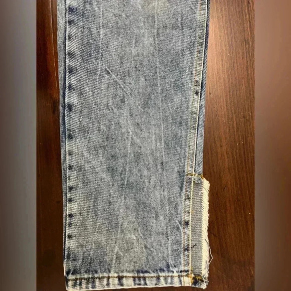 Avec Les Filles Cool Girl Distressed High Rise Straight Jeans 29 Workshop Blue - Picture 5 of 16